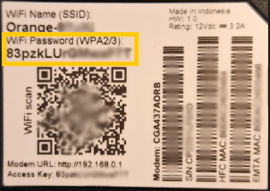 étiquette du modem cga437a