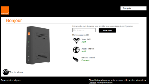 interface d'administration du modem cga437a