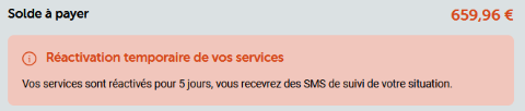 Message myVOO confirmant la réactivation temporaire